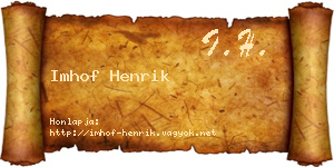 Imhof Henrik névjegykártya